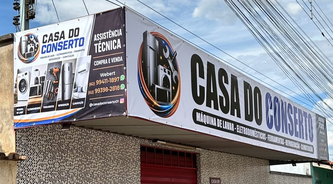 Fachada Casa do Conserto instalada pela Jefão Digital