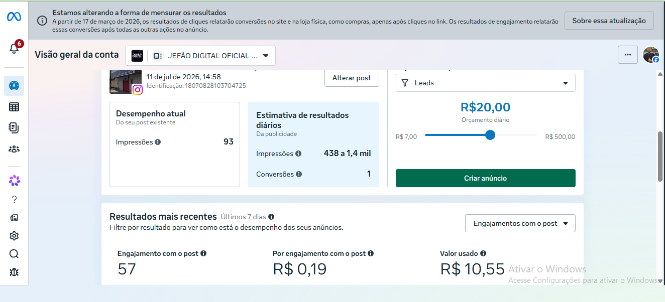 Gerenciador de anúncios da Jefão Digital