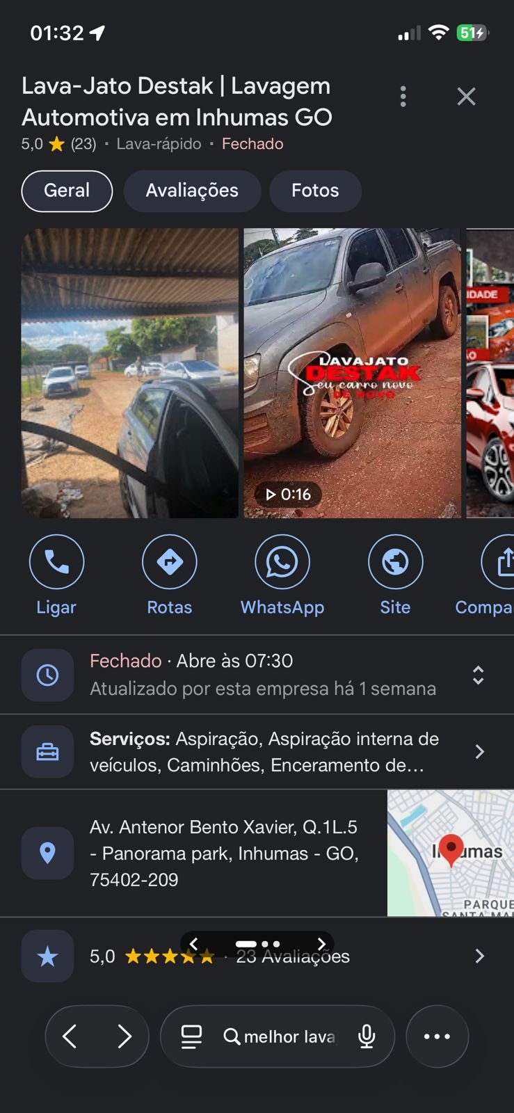 Perfil Google Meu Negócio otimizado em Inhumas Goiás